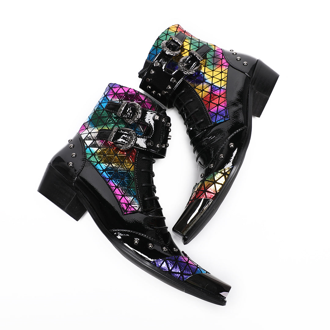 Colorful Rivet Pointed Shoes 9186