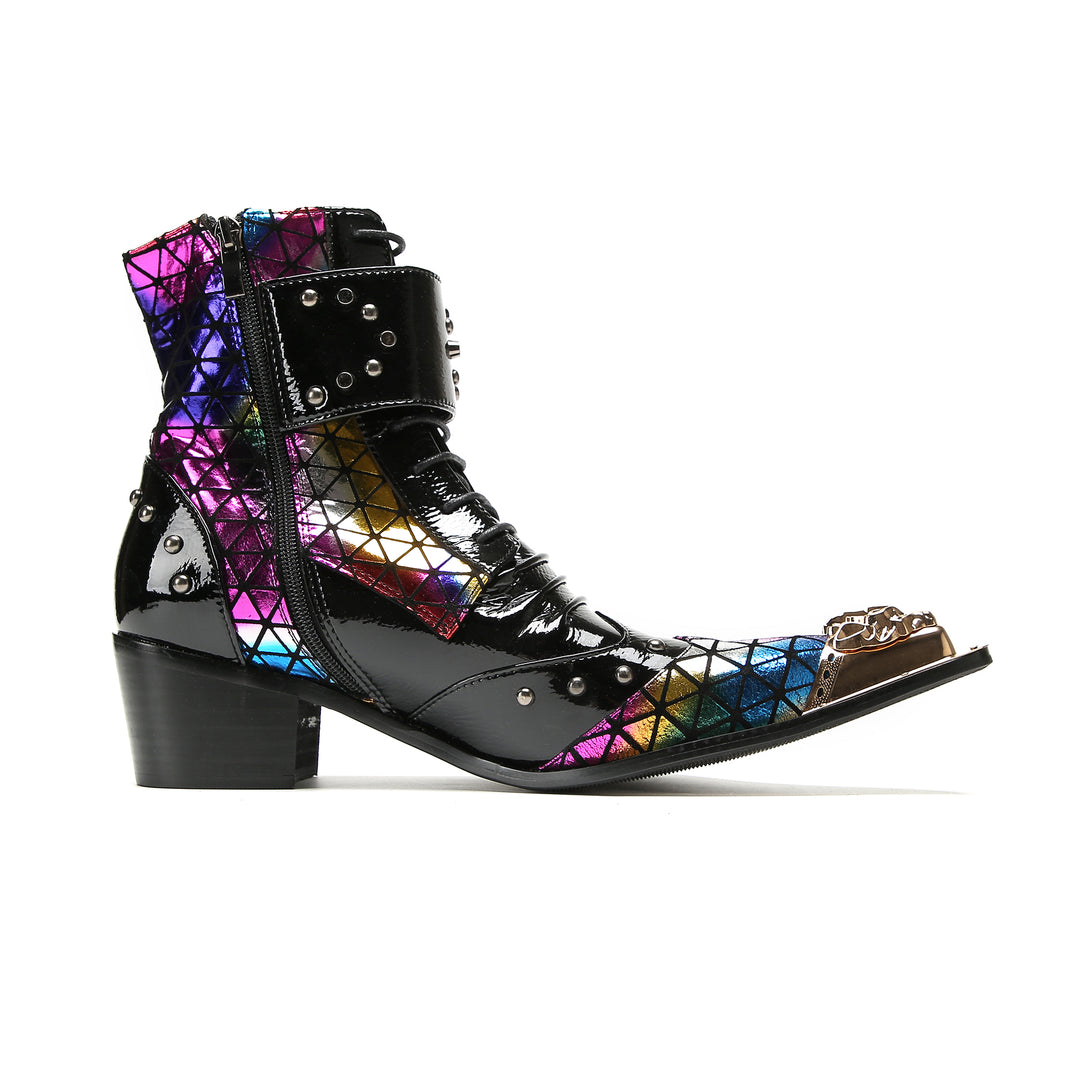 Colorful Rivet Pointed Shoes 9995
