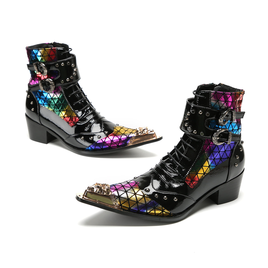 Colorful Rivet Pointed Shoes 9995