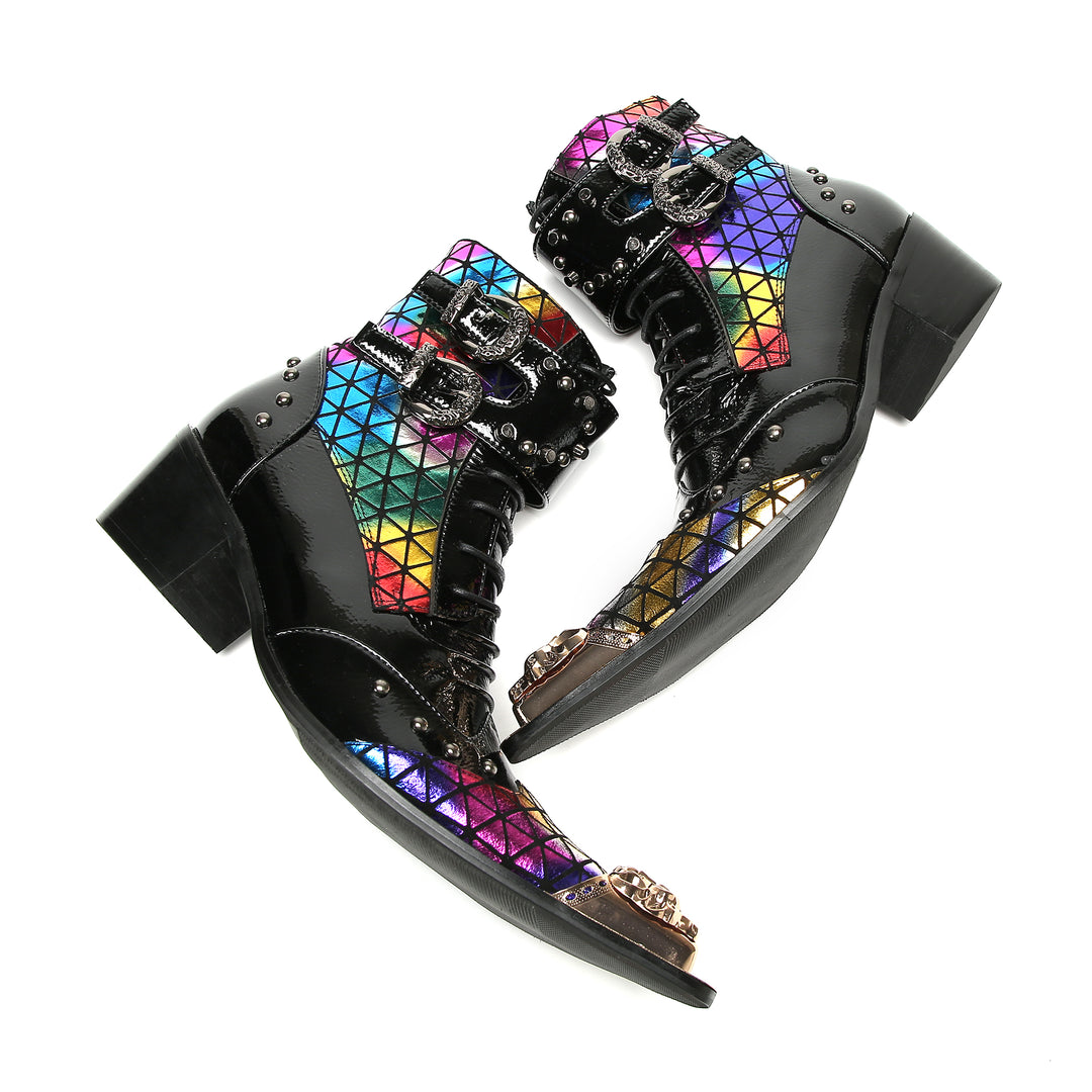 Colorful Rivet Pointed Shoes 9995