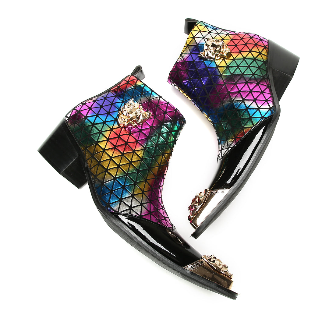 Rainbow Geometric Pointed Shoes 9998