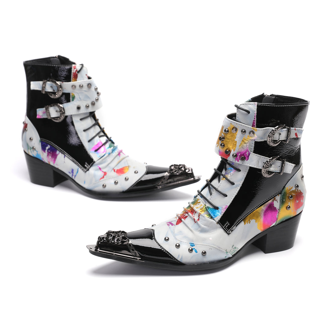 Graffiti Rivet Pointed Shoes 9991