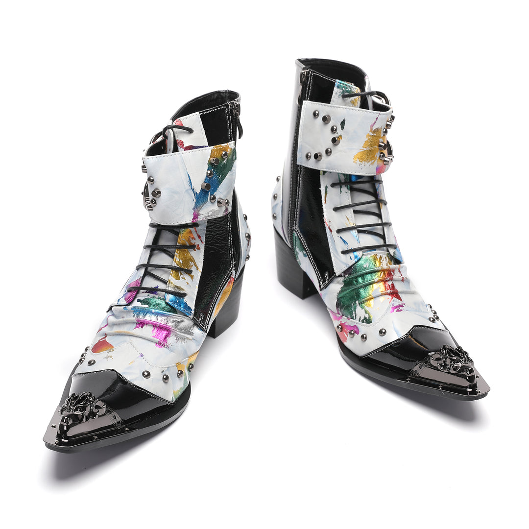 Graffiti Rivet Pointed Shoes 9991