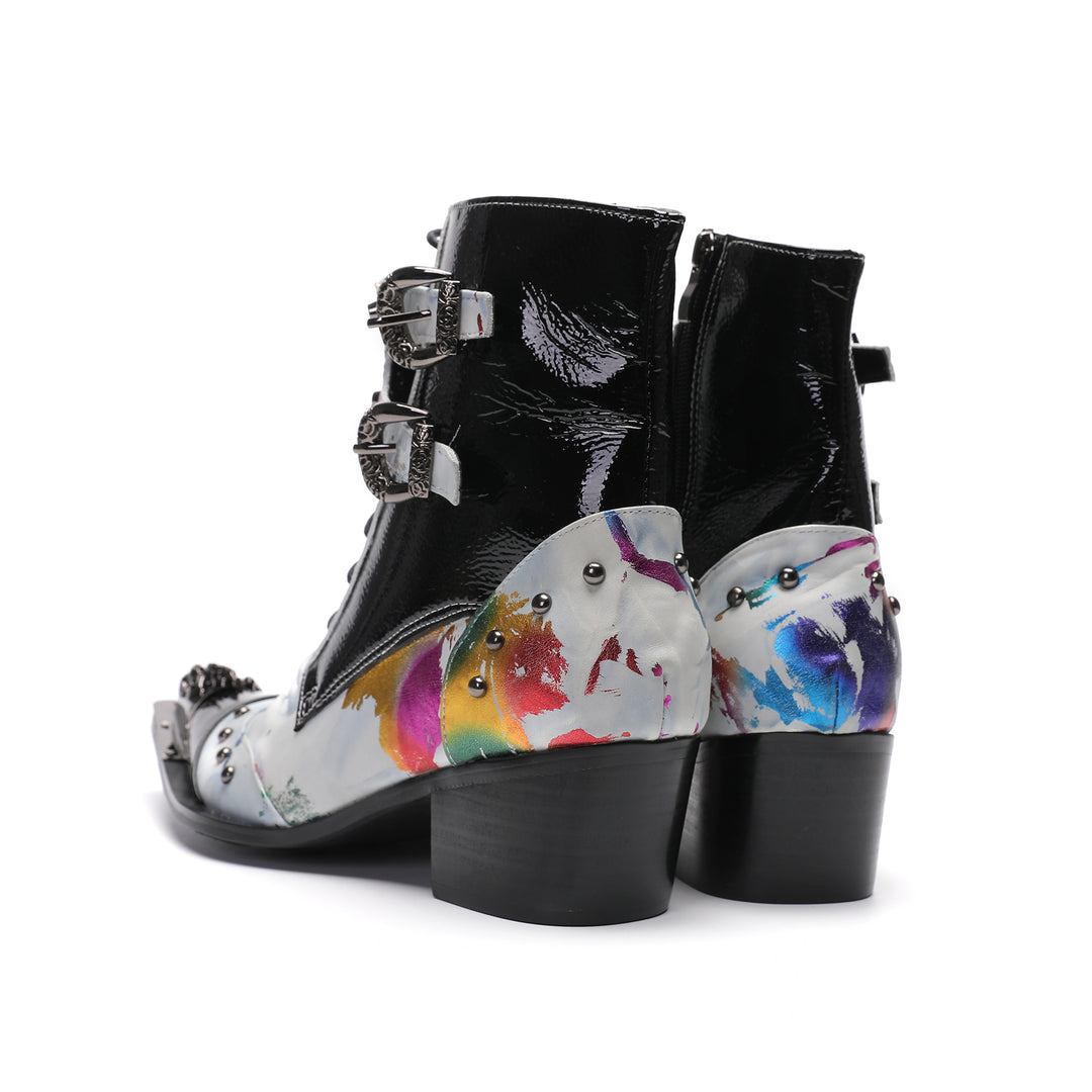 Graffiti Rivet Pointed Shoes 9991