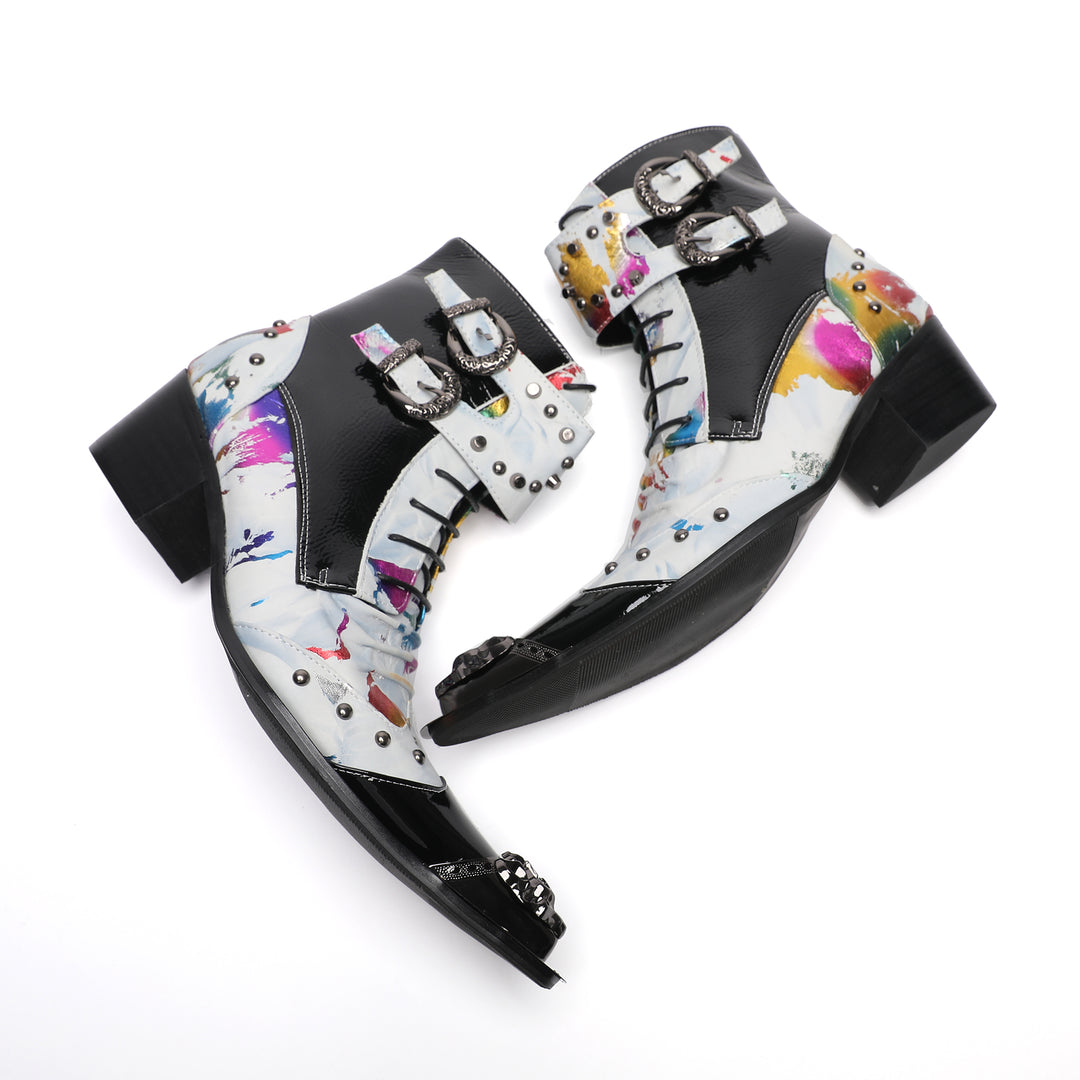 Graffiti Rivet Pointed Shoes 9991