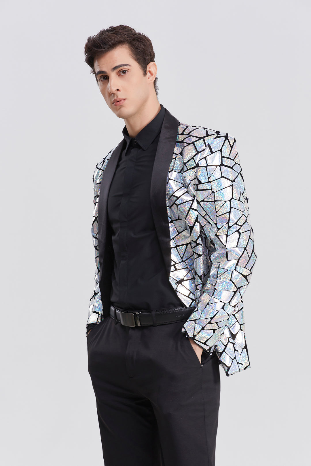 Silver Sequin Blazer M8074