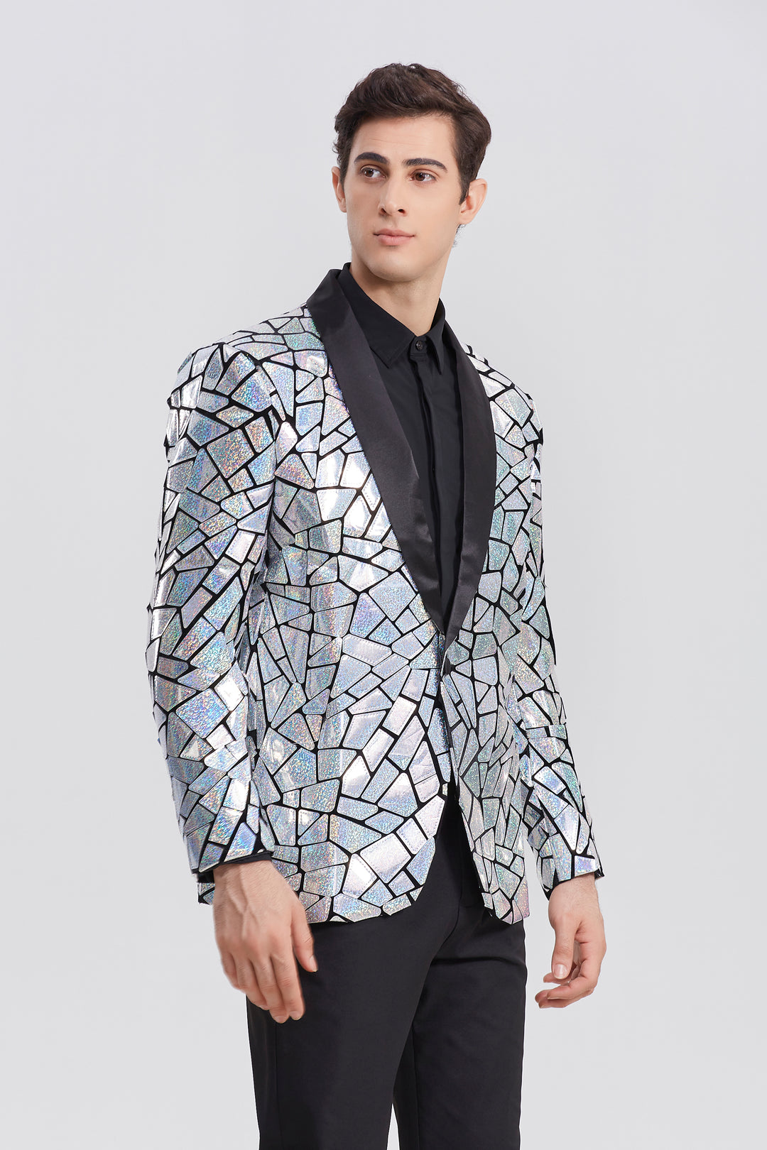 Silver Sequin Blazer M8074