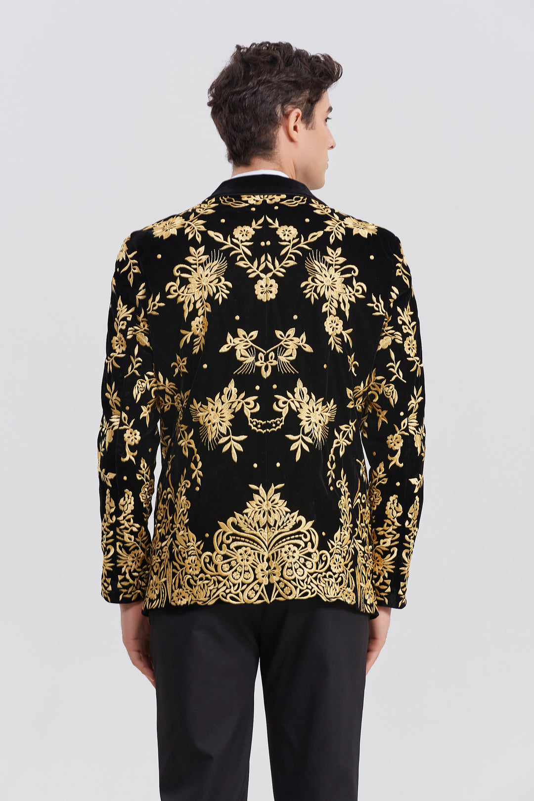 Gold Velvet Embroidered Blazer S8225