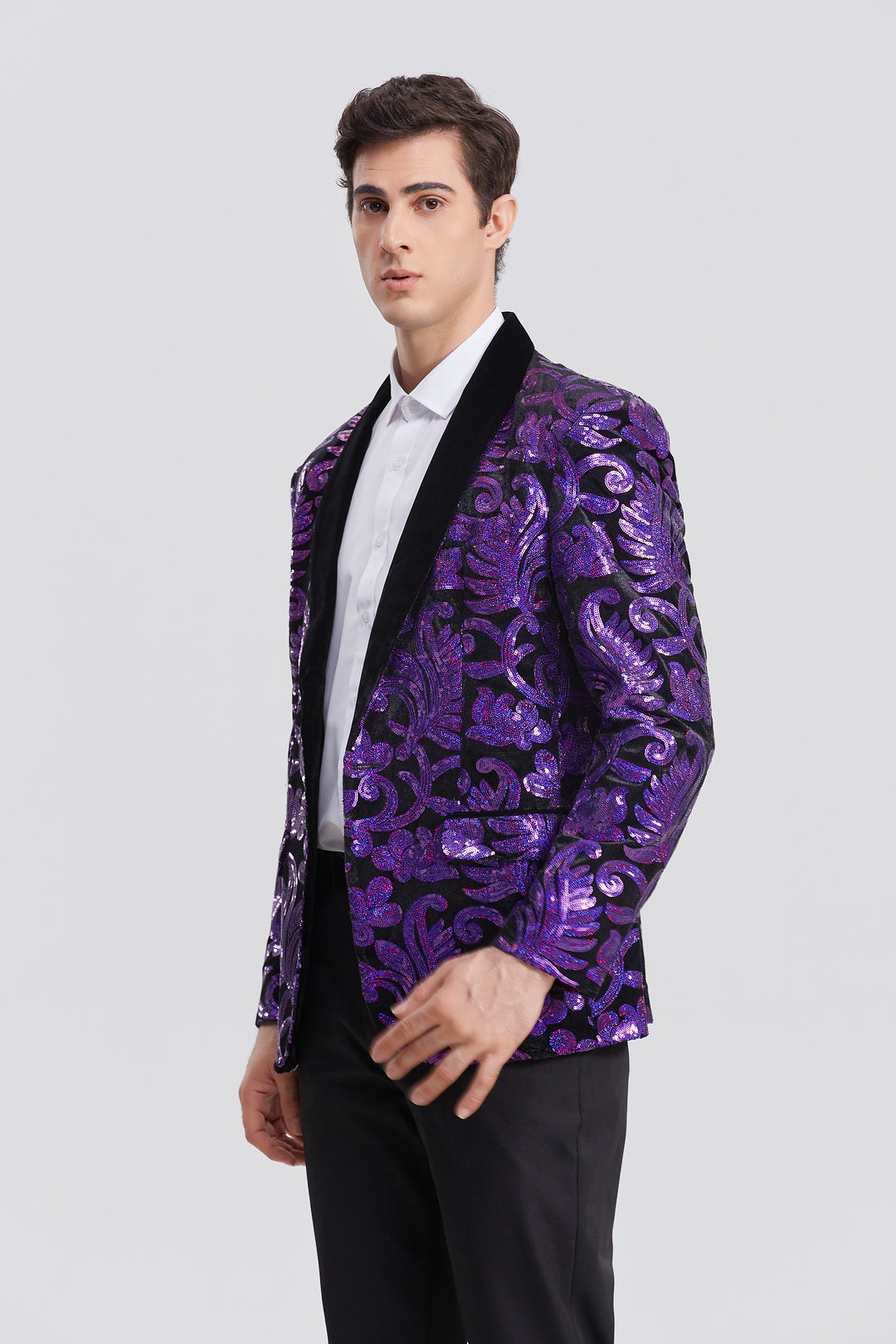 Purple Sequin Blazer S8025