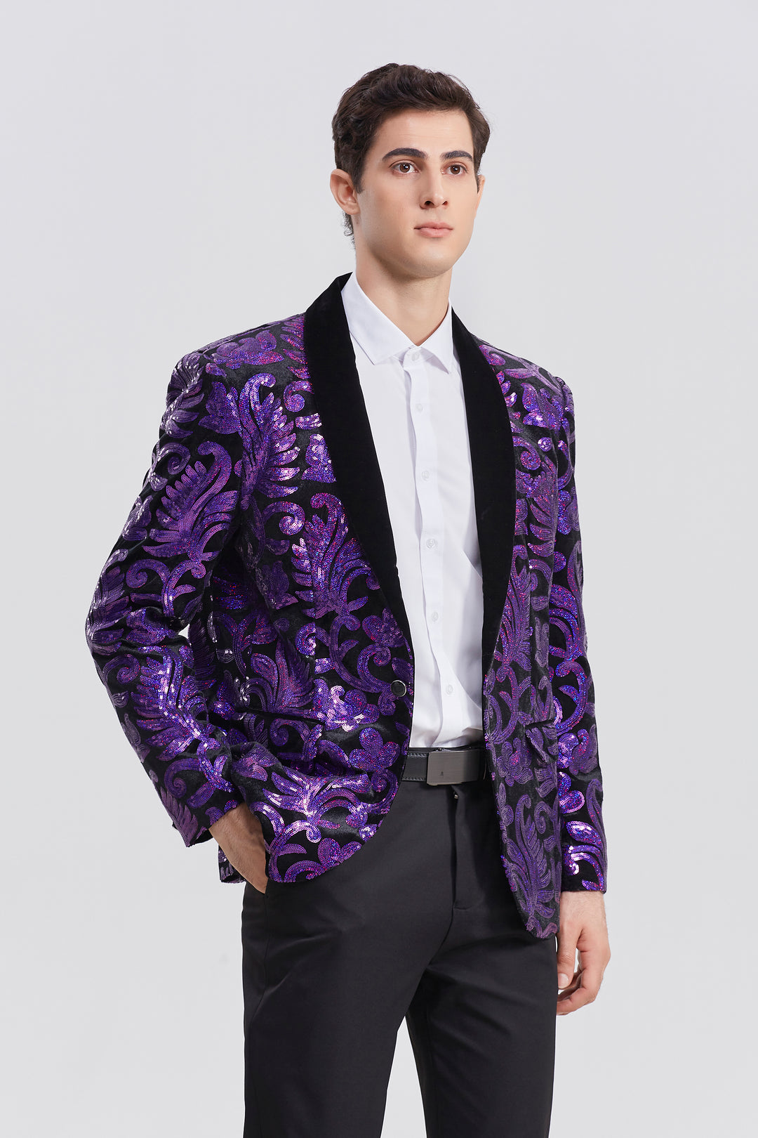 Purple Sequin Blazer S8025