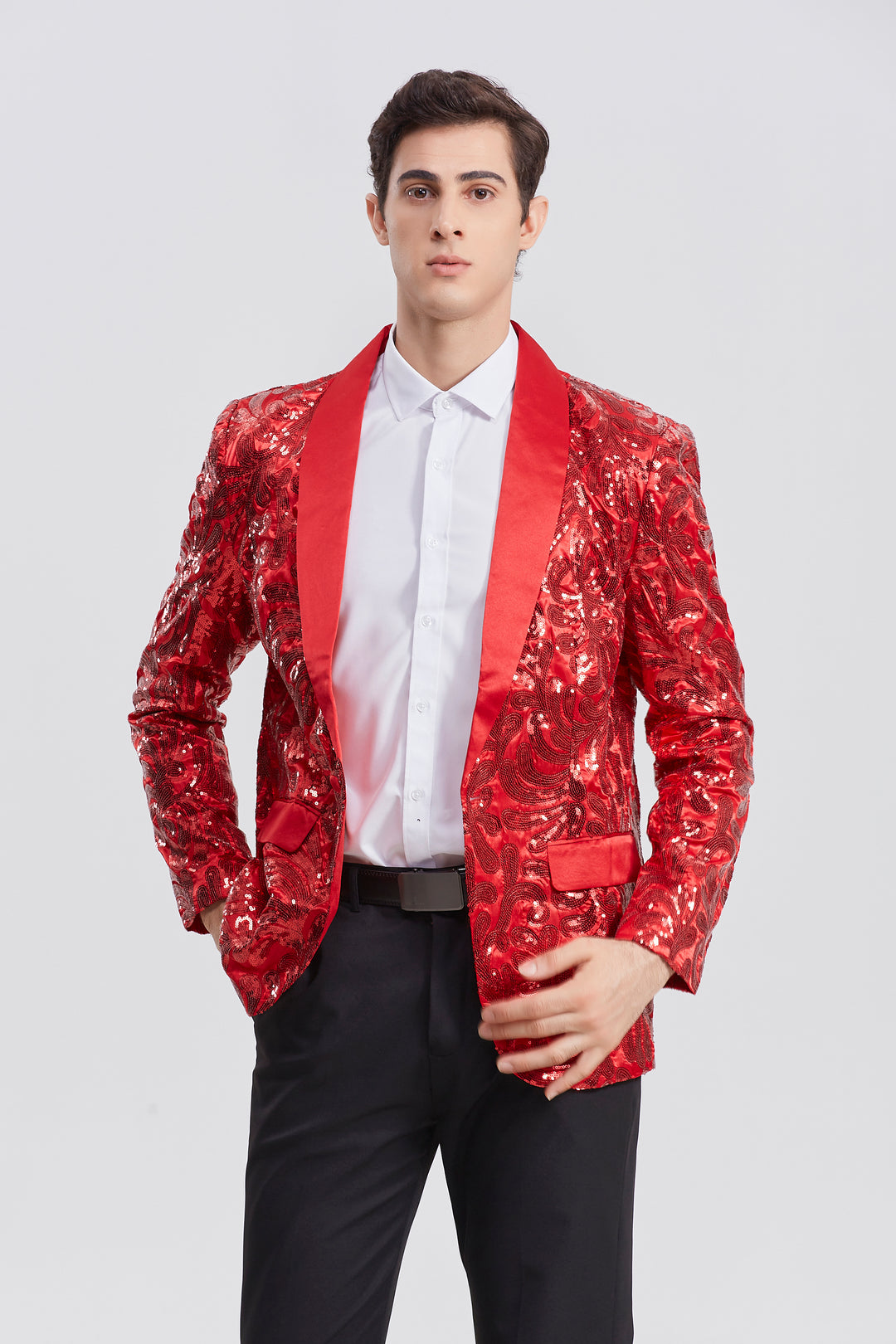 Red Sequin Blazer S8044