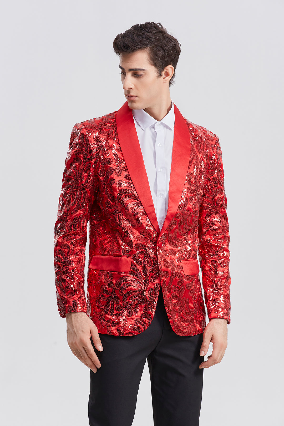 Red Sequin Blazer S8044