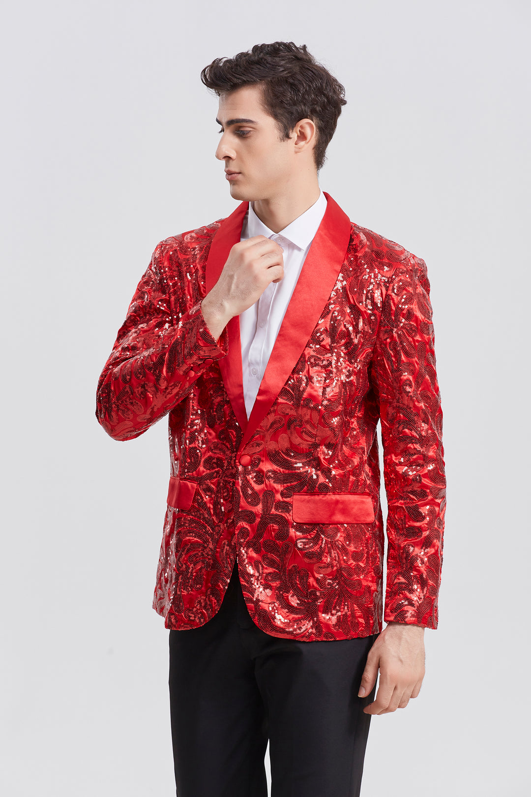 Red Sequin Blazer S8044