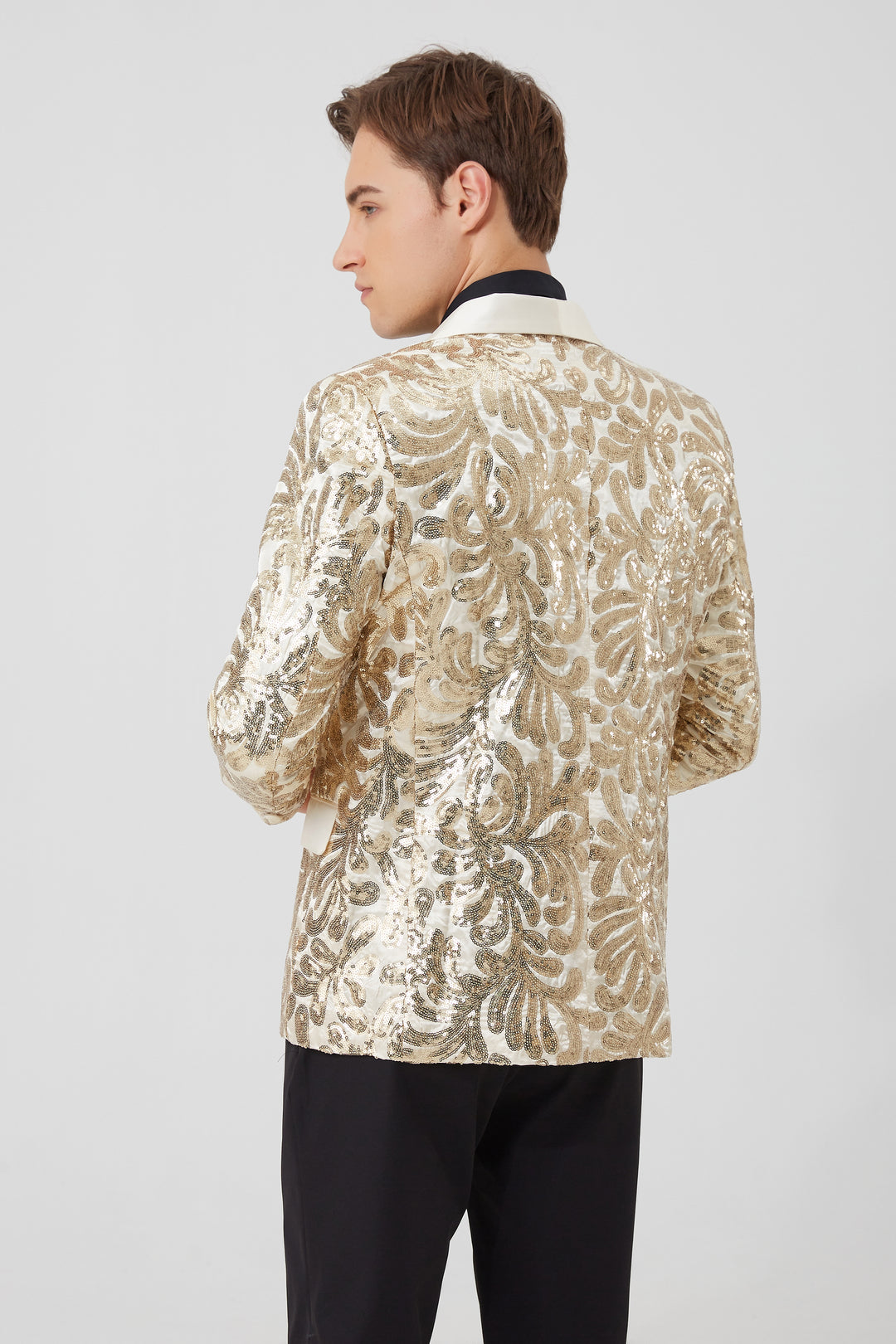 Gold Embroidered Sequin Blazer S8044