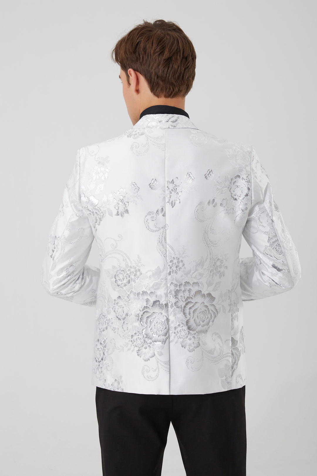 Silver Floral Embroidered Blazer S8180