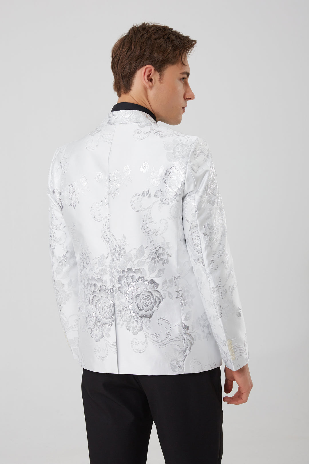 Silver Floral Embroidered Blazer S8180