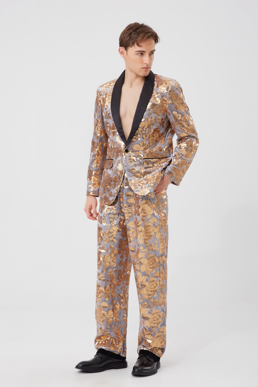 Gold Leaves Sequin Suit S8055