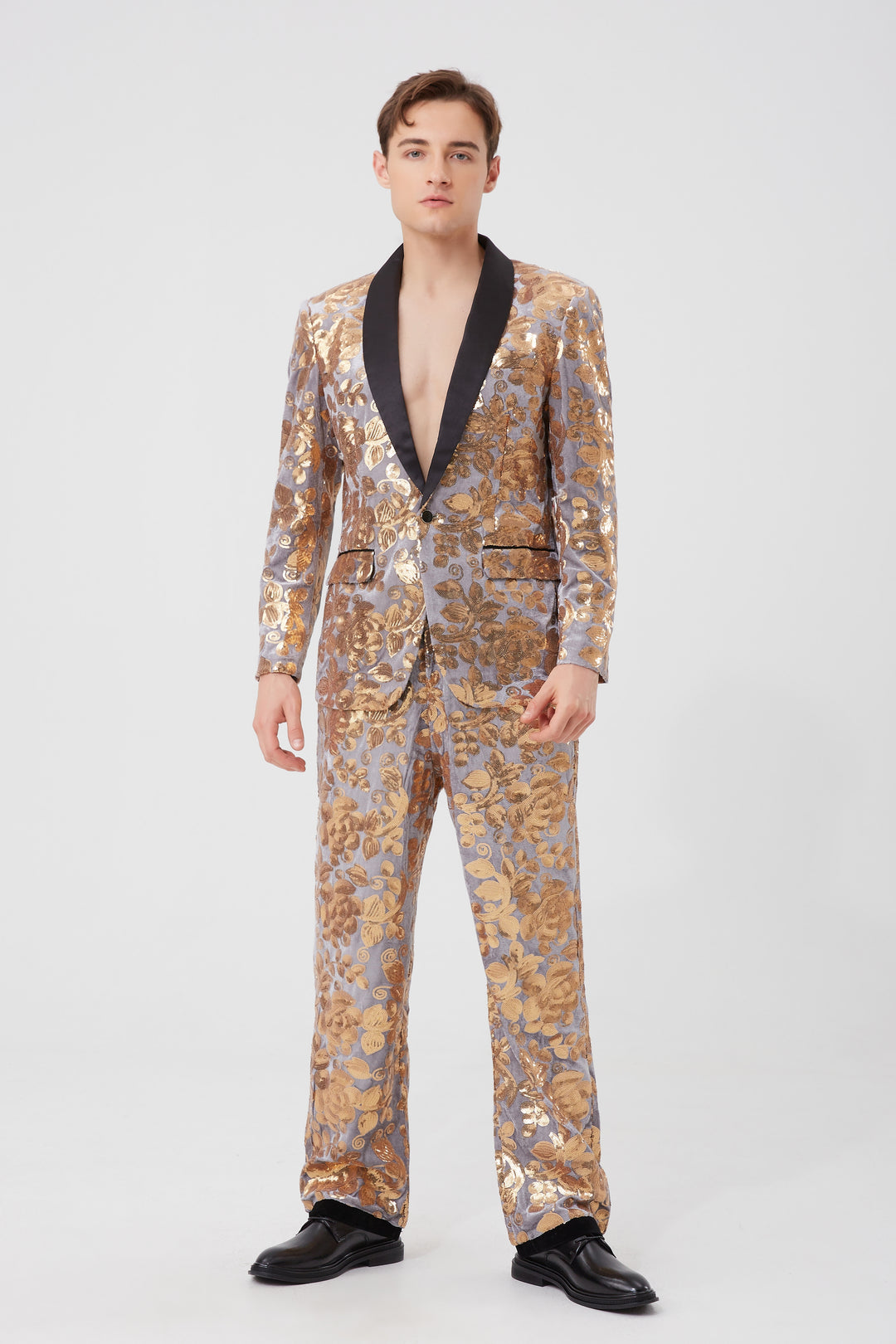 Gold Leaves Sequin Suit S8055