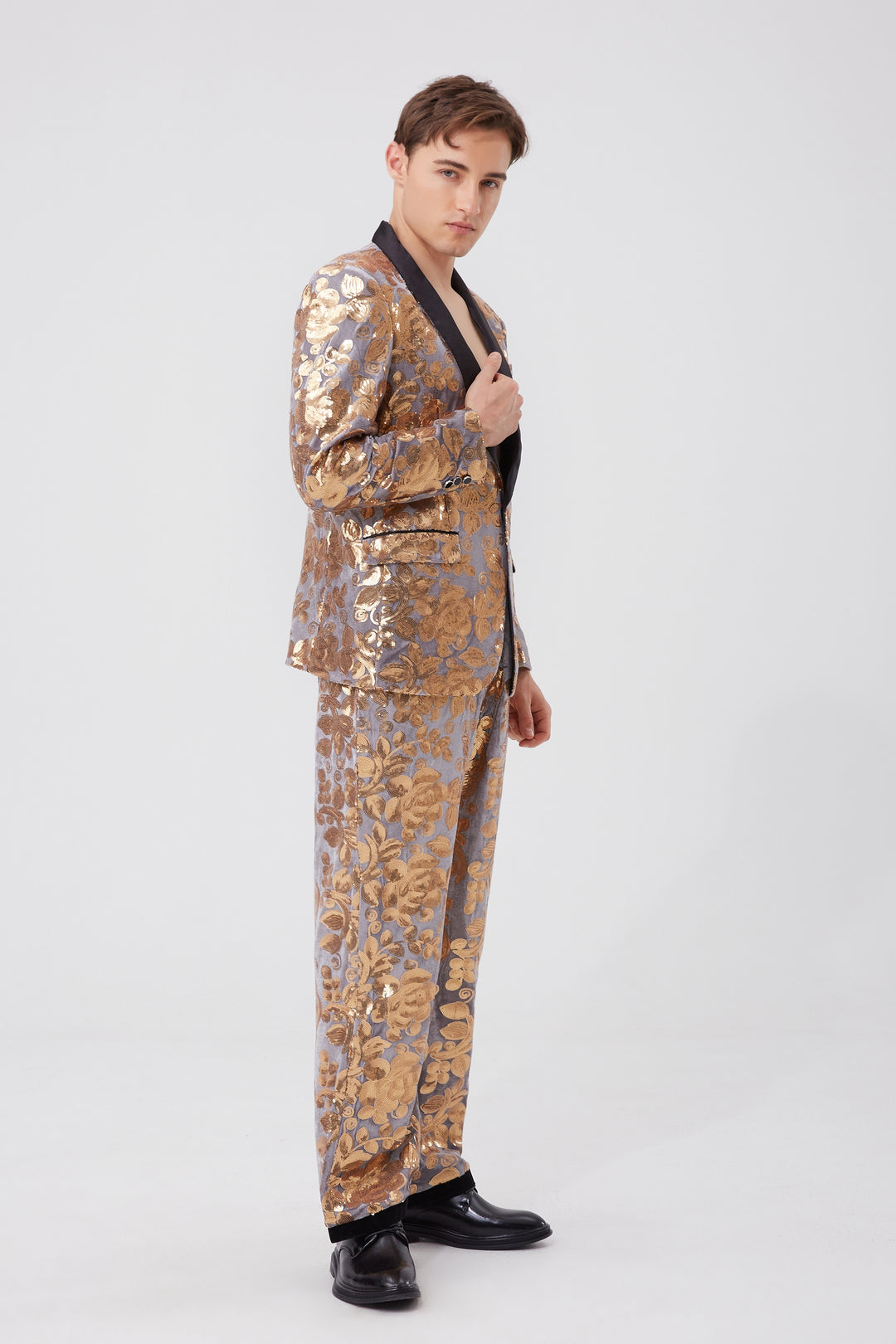 Gold Leaves Sequin Suit S8055