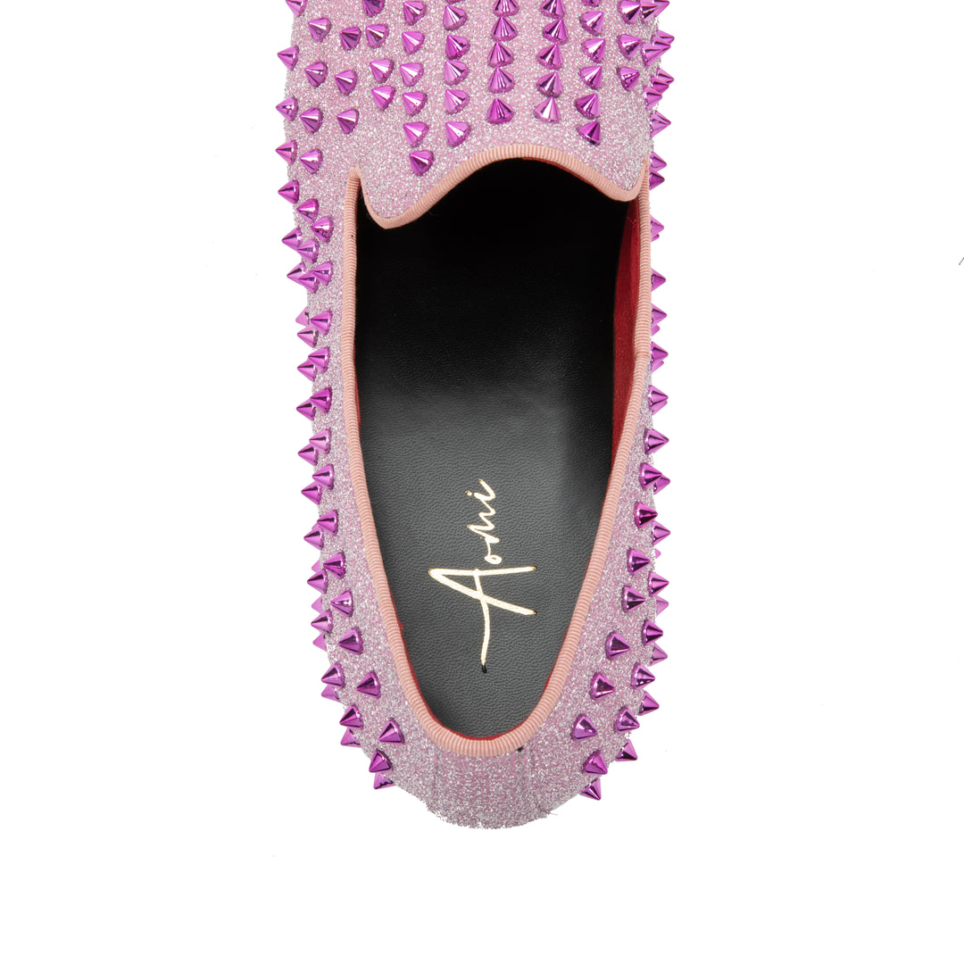 Pink Rivet Pointed Shoes 9180