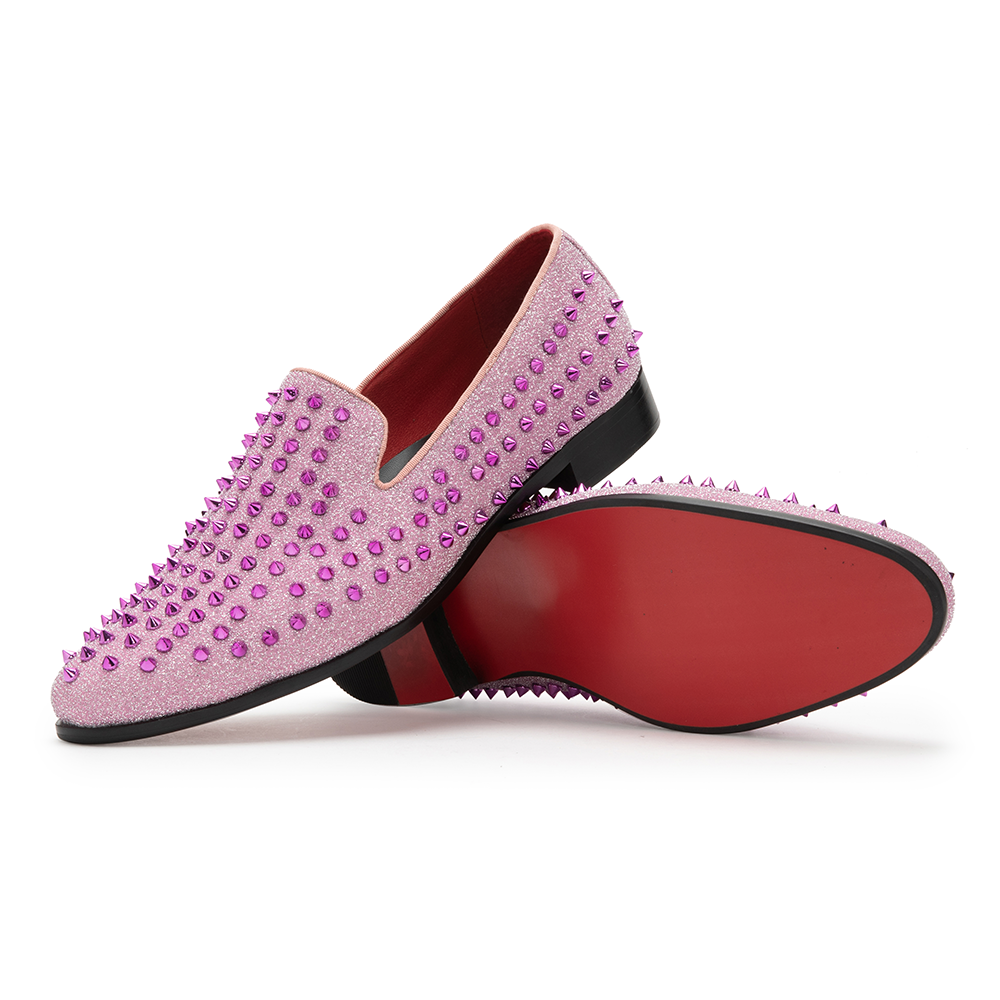 Pink Rivet Pointed Shoes 9180