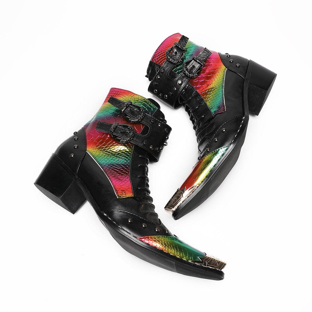 Rainbow Rivet Pointed Shoes 4018