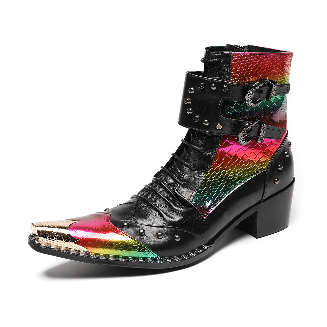 Rainbow Rivet Pointed Shoes 4018