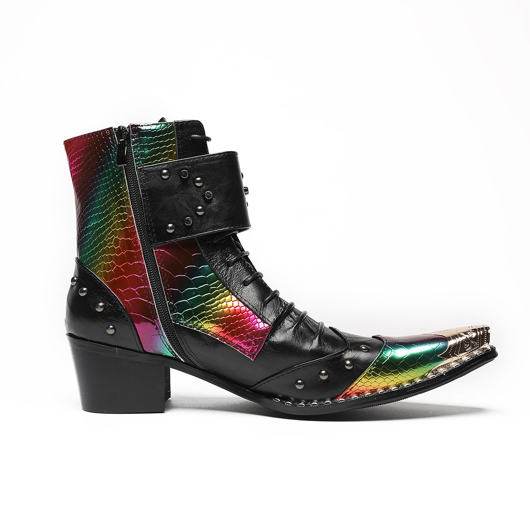 Rainbow Rivet Pointed Shoes 4018