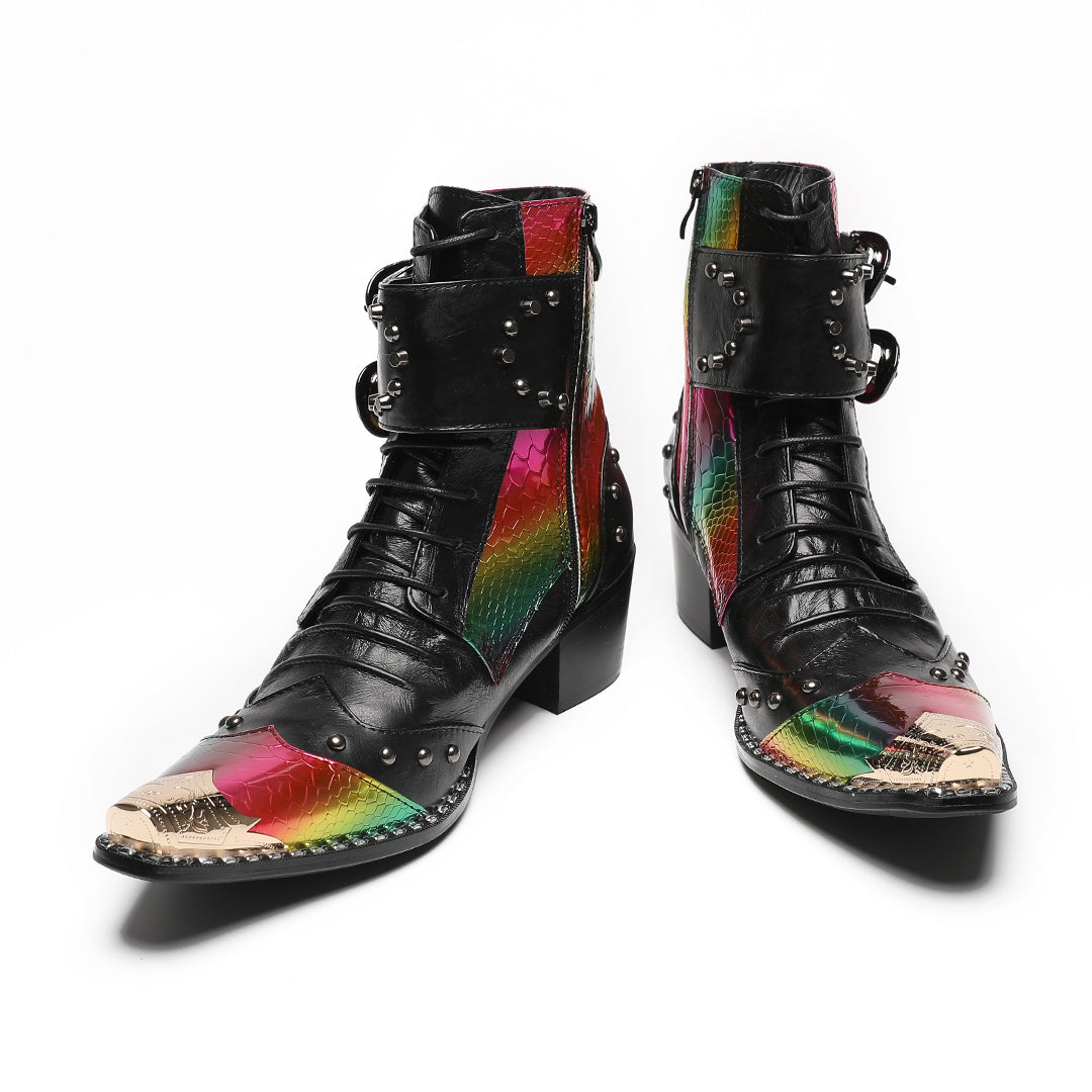 Rainbow Rivet Pointed Shoes 4018