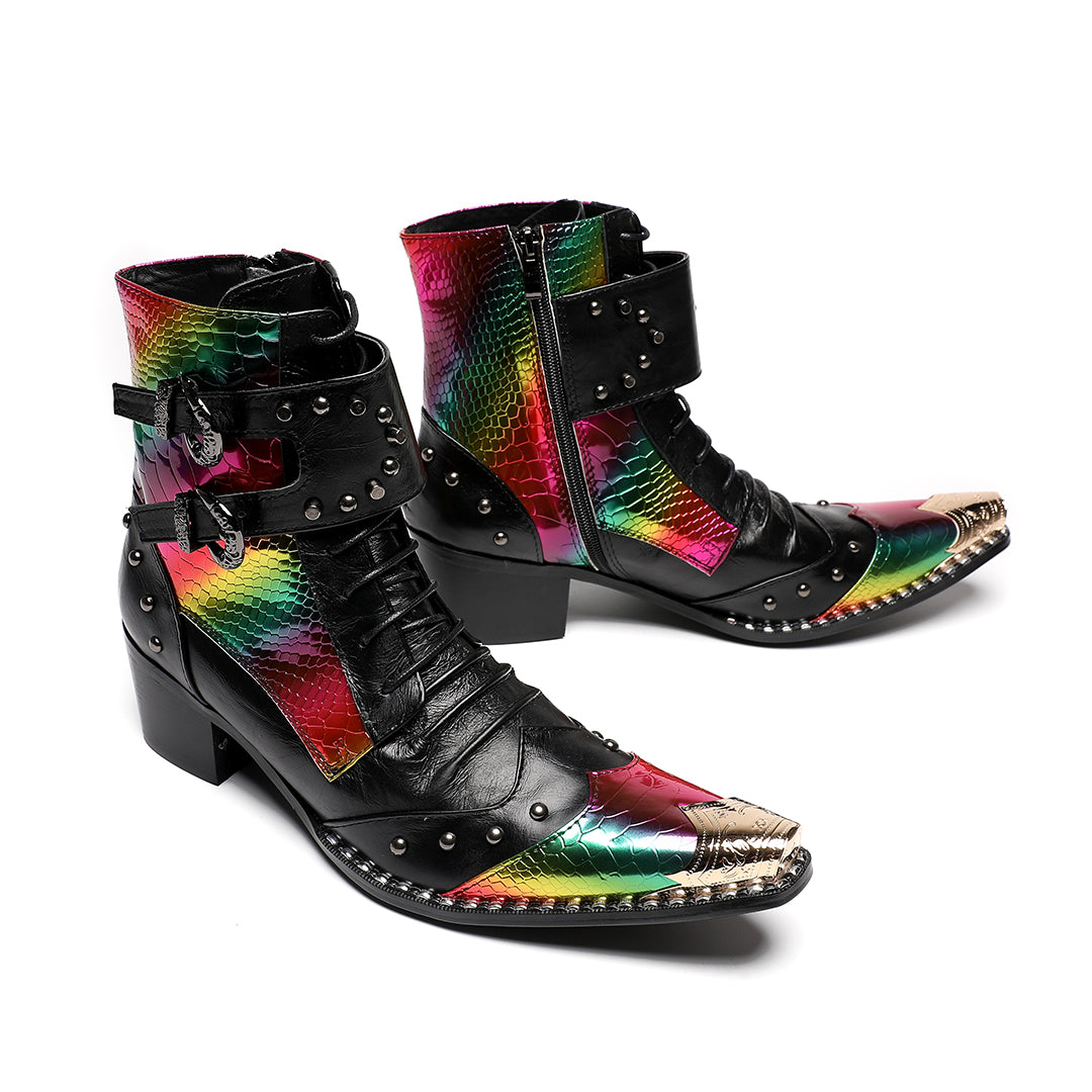 Rainbow Rivet Pointed Shoes 4018