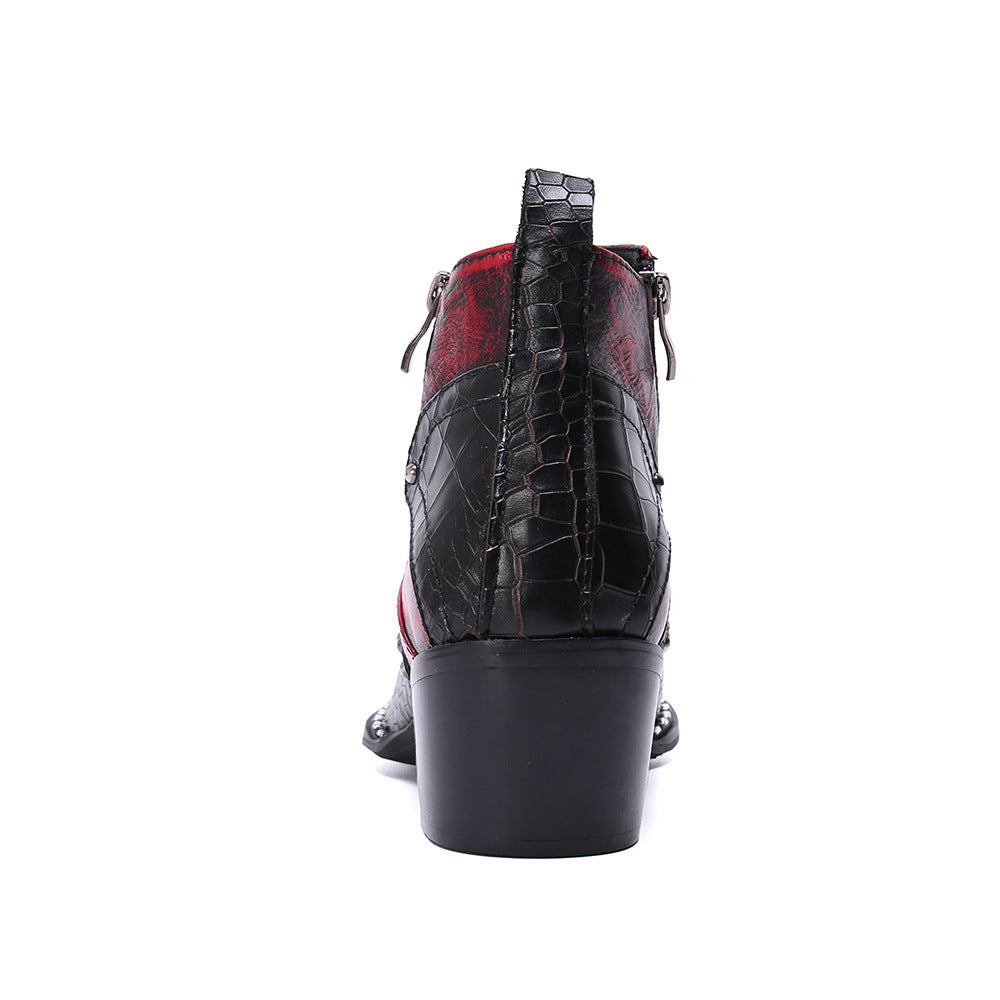 Red Black Rivet Pointed Shoes 9970