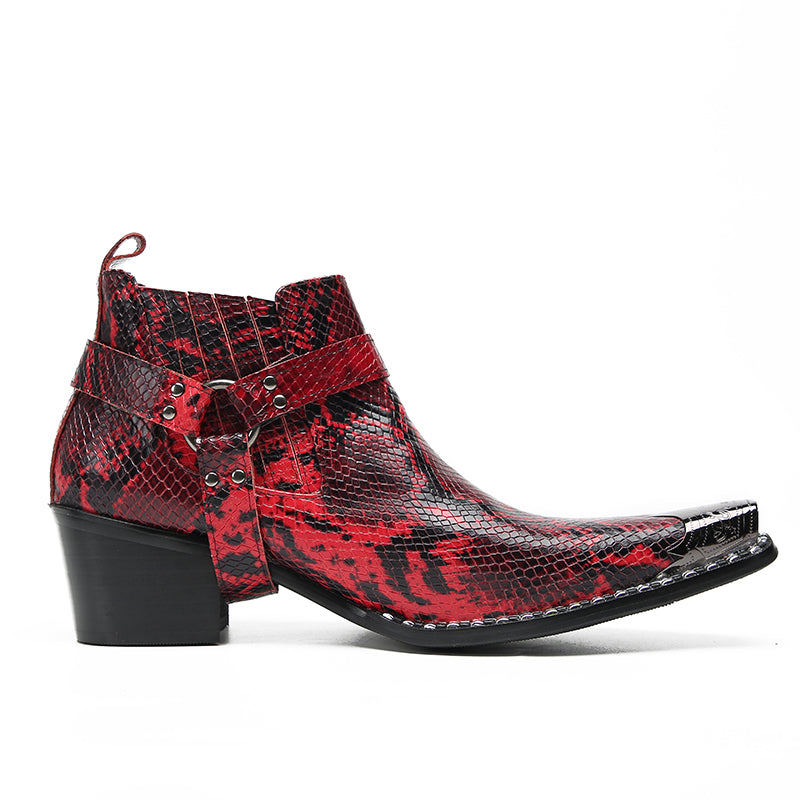 Red Metal Pointy Toe Shoes 9967