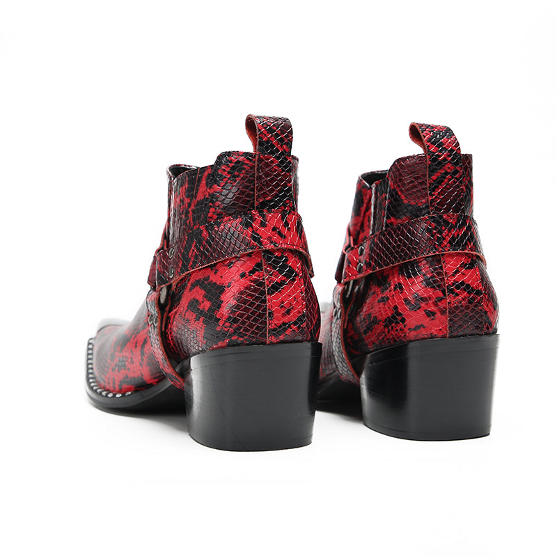 Red Metal Pointy Toe Shoes 9967