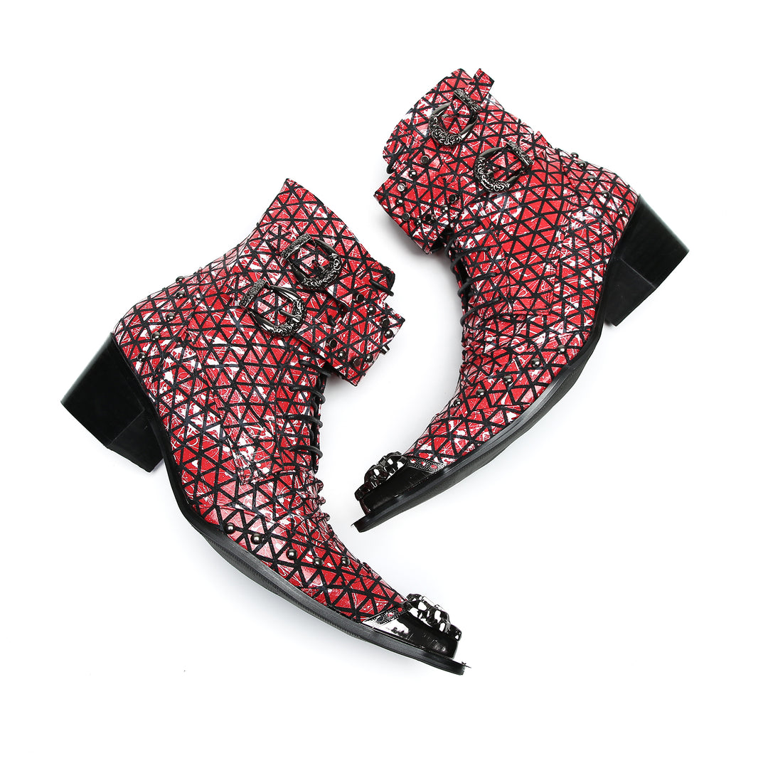 Red Rivet Pointed Shoes 9976