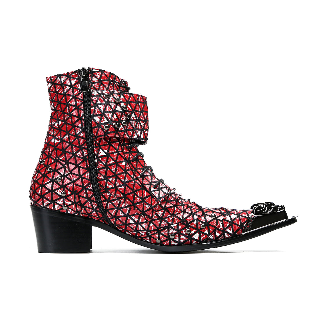 Red Rivet Pointed Shoes 9976