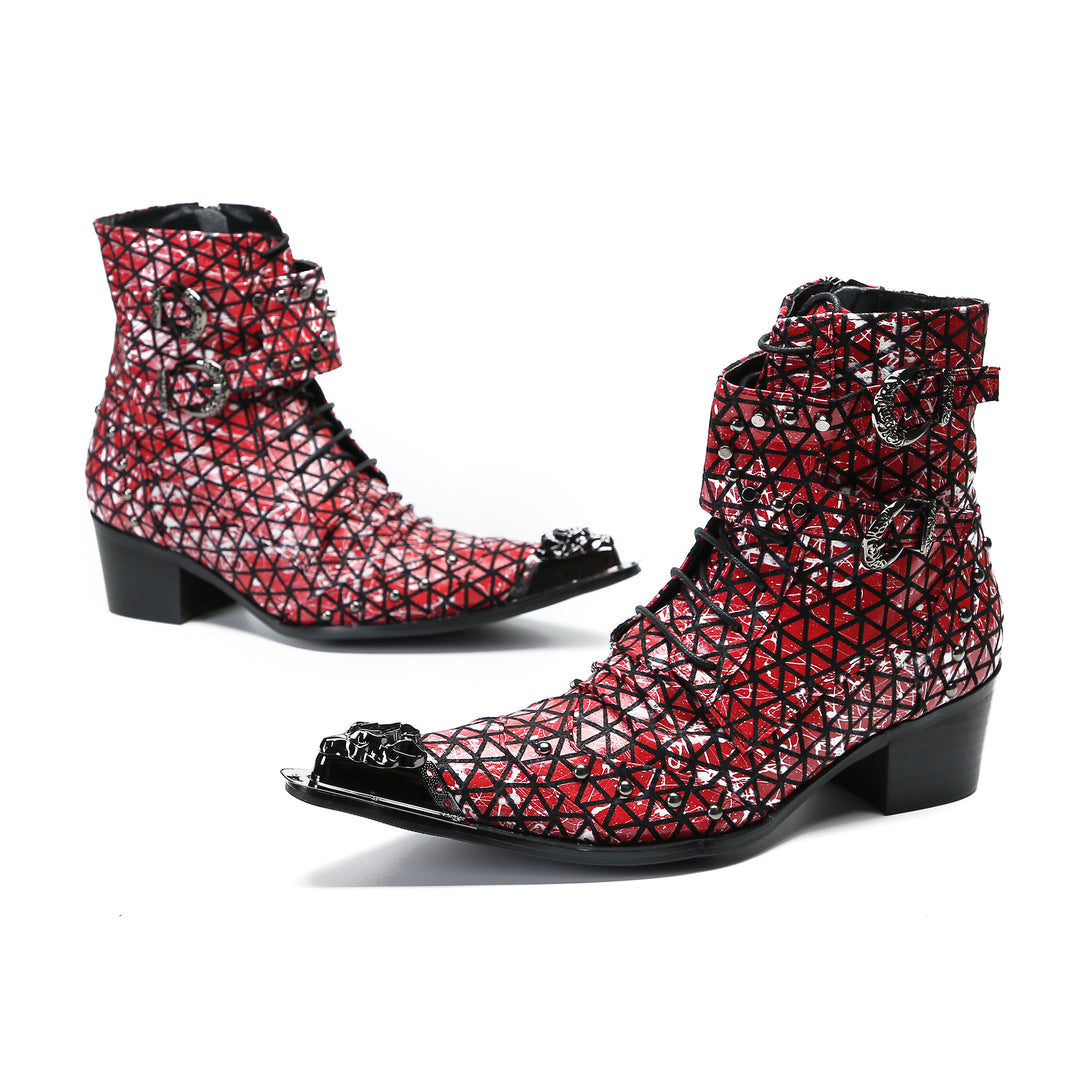 Red Rivet Pointed Shoes 9976