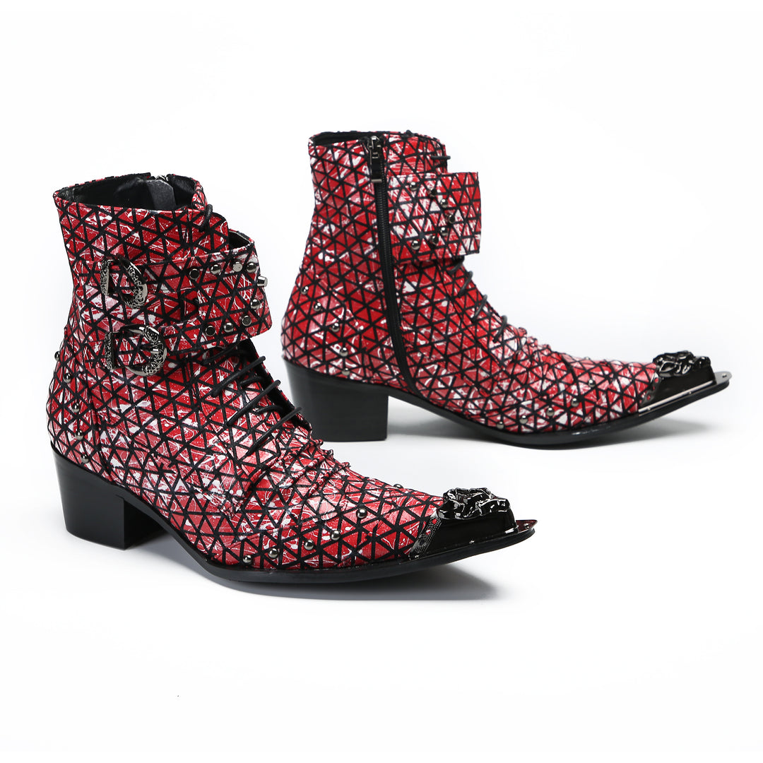 Red Rivet Pointed Shoes 9976