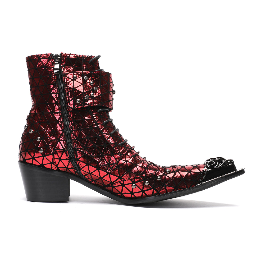 Red Rivet Pointed Shoes 9992