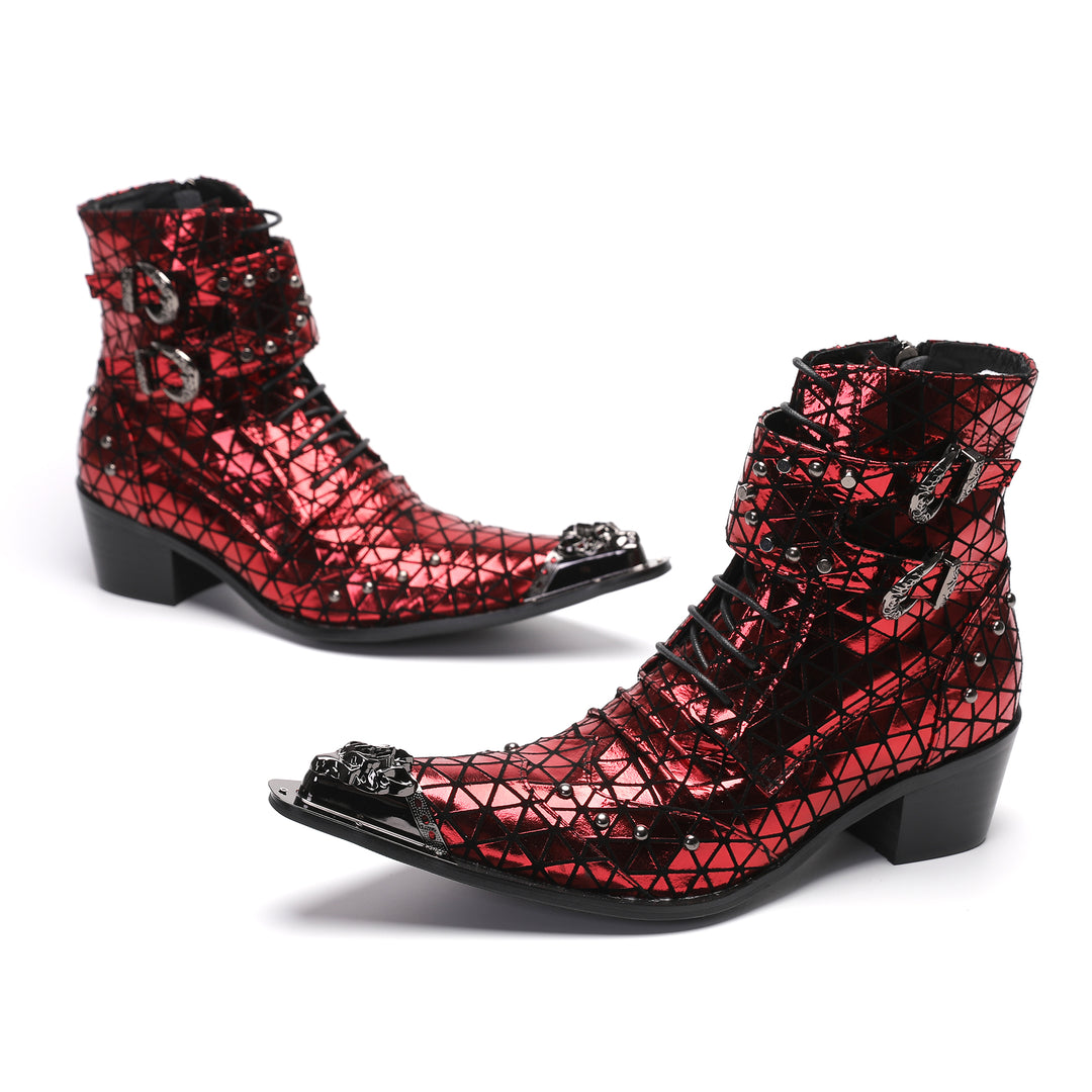 Red Rivet Pointed Shoes 9992