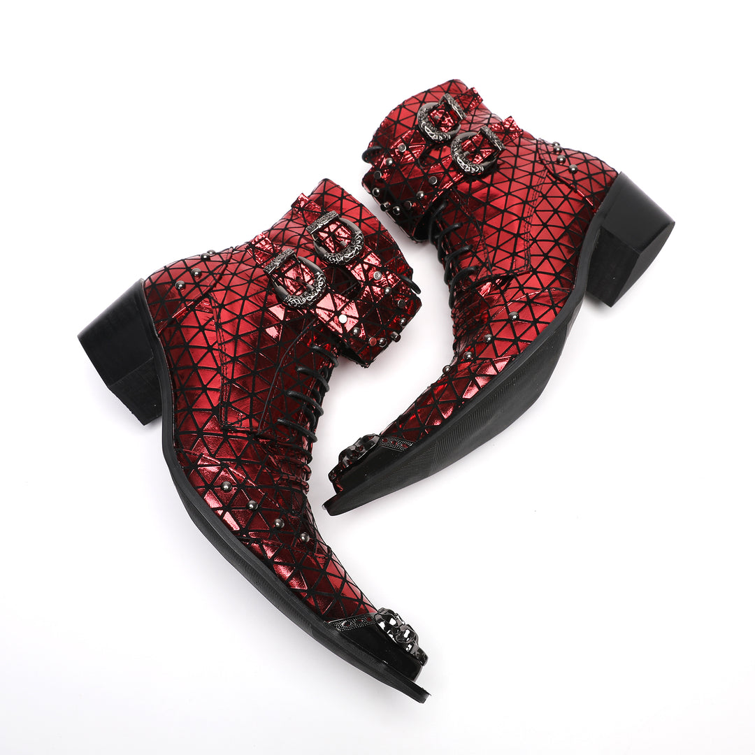 Red Rivet Pointed Shoes 9992