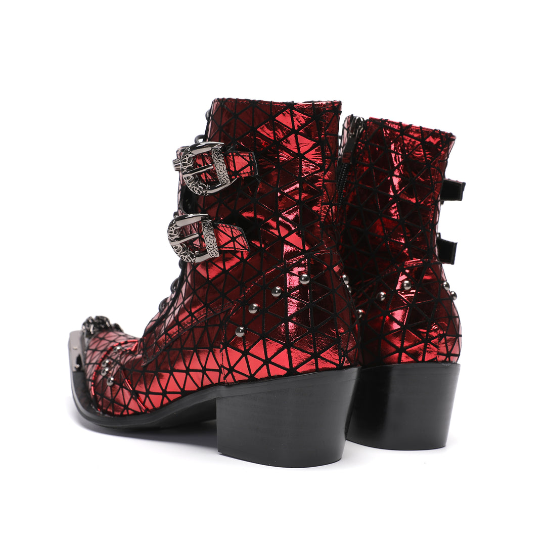 Red Rivet Pointed Shoes 9992