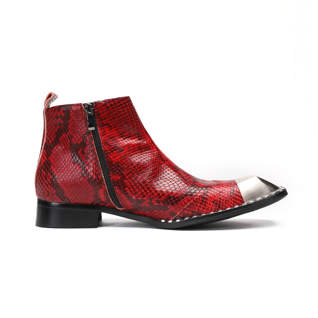 Red Snake Metal Buckle Pointed Shoes 9206
