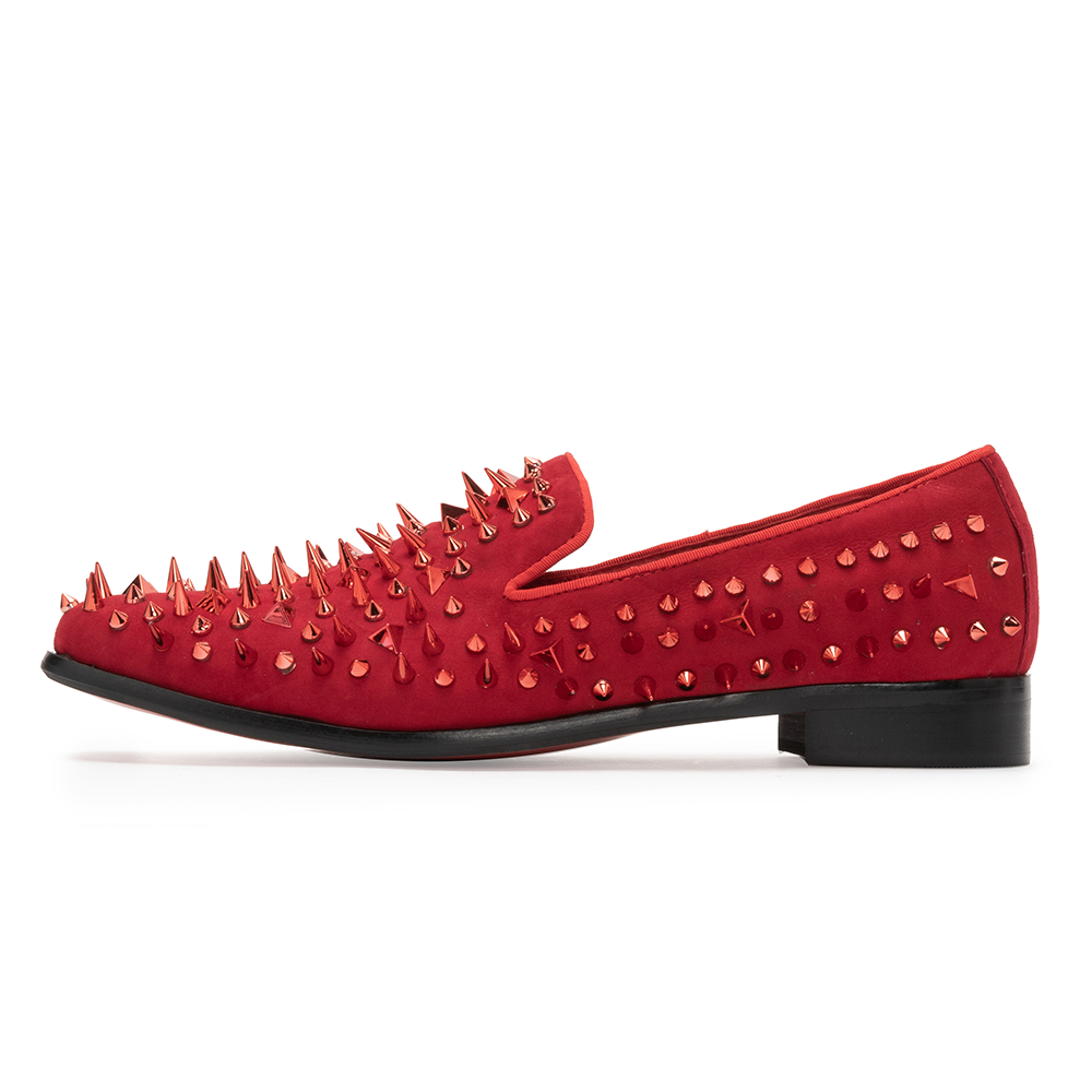 Red Studded Pointed Shoes 9178
