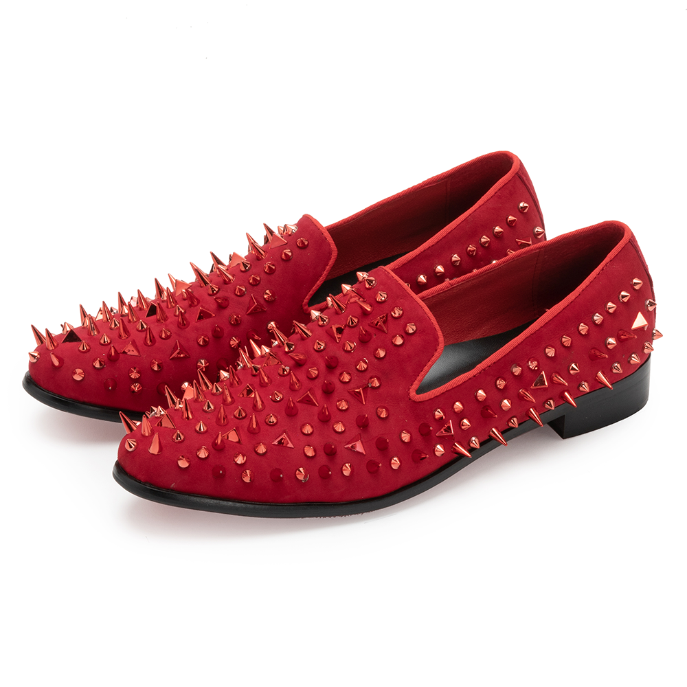 Red Studded Pointed Shoes 9178