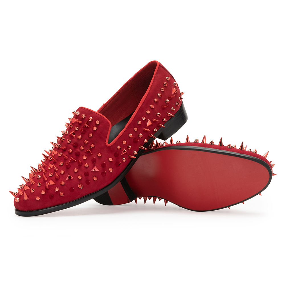 Red Studded Pointed Shoes 9178