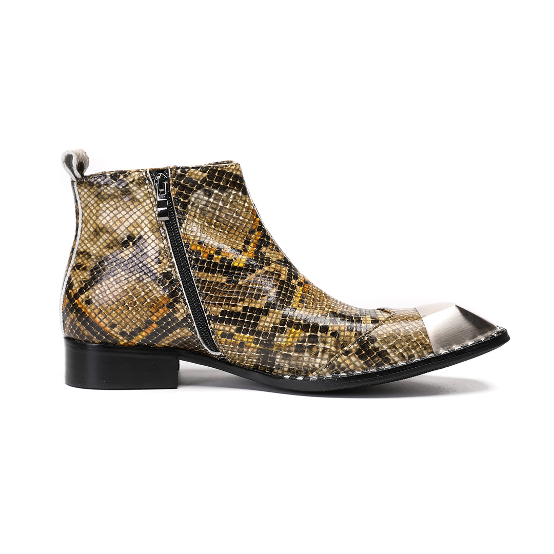 Snake Pattern Metal Toe Pointed Shoes 9203