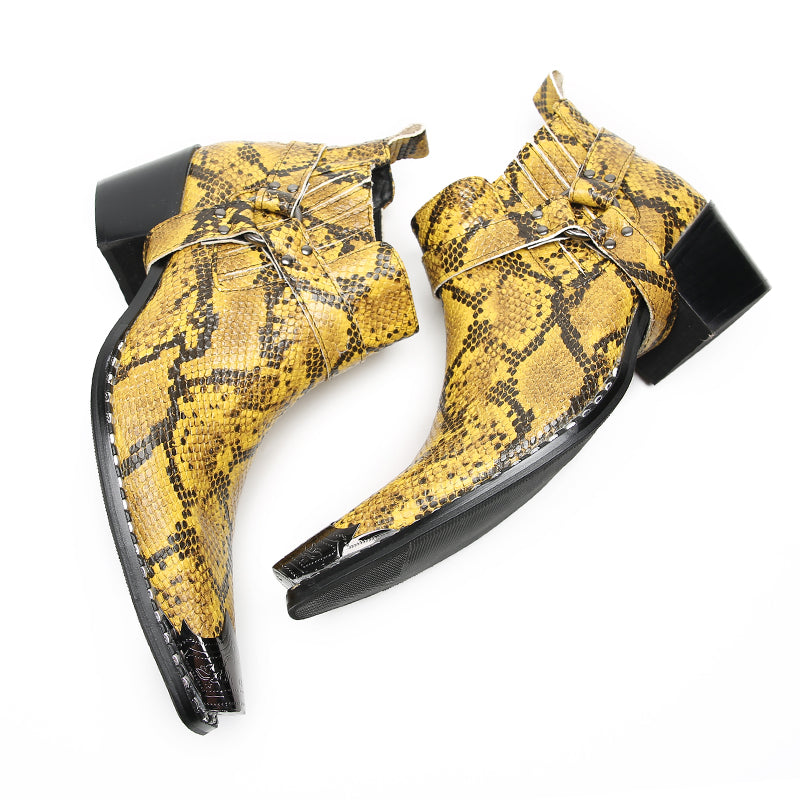 Snake Pattern Pointed Shoes 9968