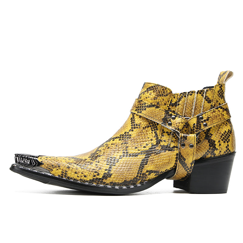 Snake Pattern Pointed Shoes 9968