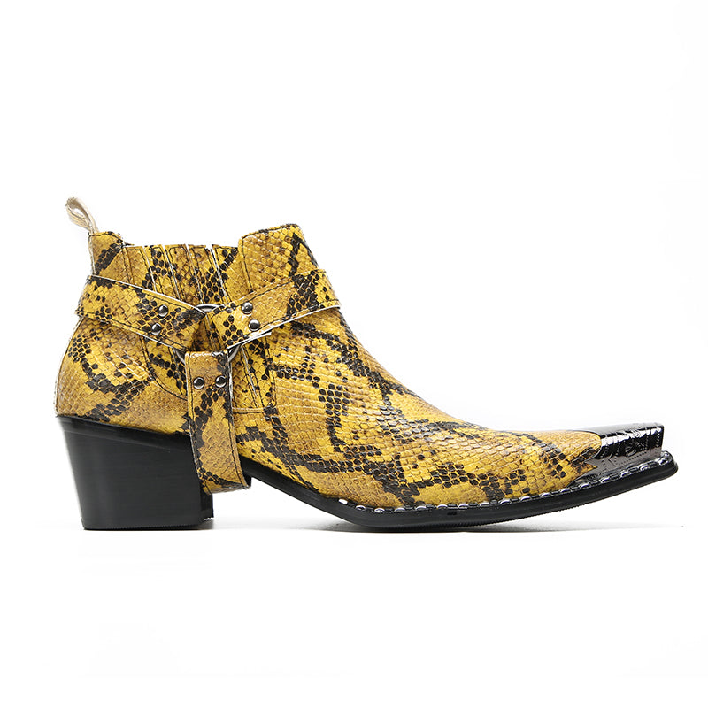 Snake Pattern Pointed Shoes 9968