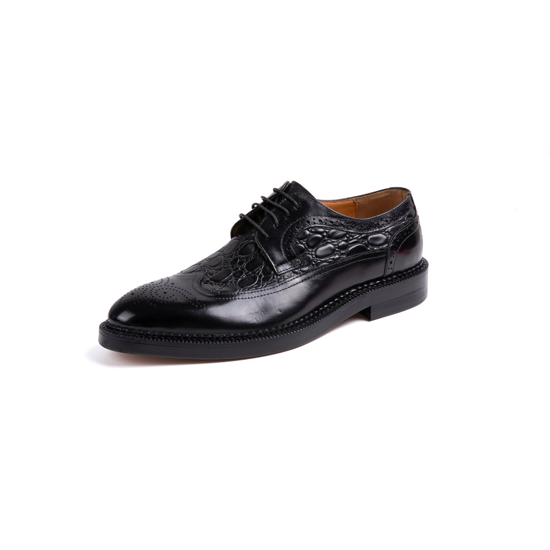 Black Crocodile Carved Formal Shoes VK022